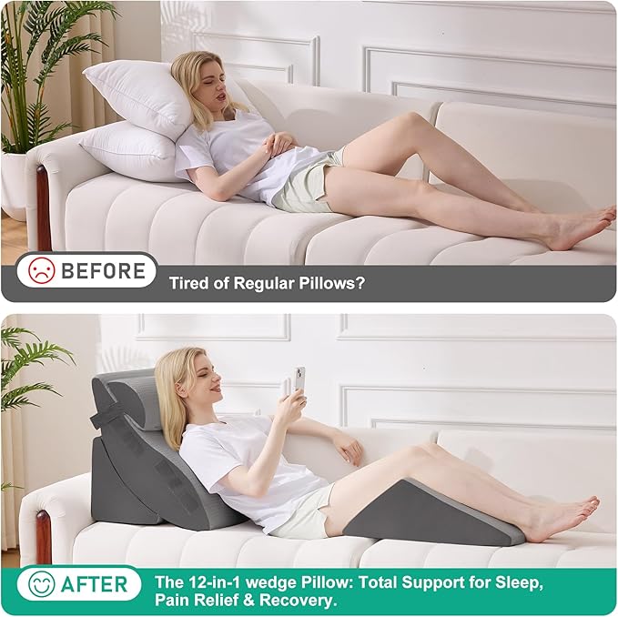 4PCS Wedge Pillow Set for After Surgery, Orthopedic Bed Wedge Pillow for Back - Image 7