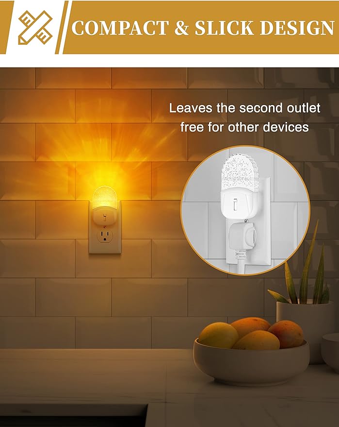 DORESshop Night Lights Plug Into Wall, Amber Warm Night Light, Dusk to Dawn - Image 3