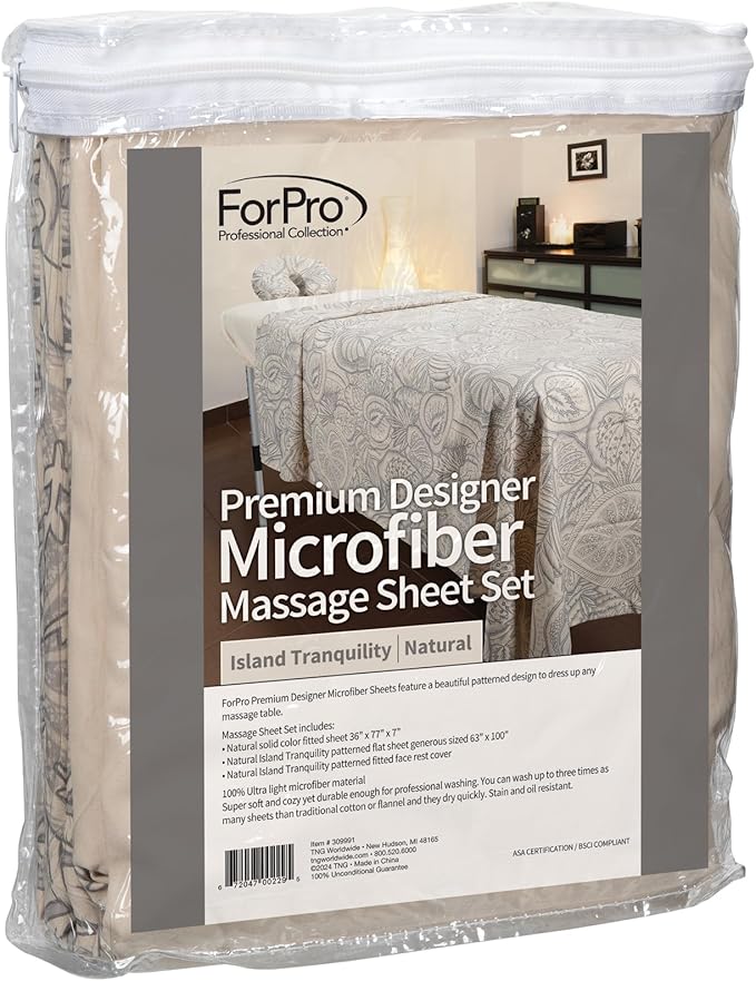ForPro Premium Designer Microfiber 3-Piece Massage Sheet Set, Island Tranquility - Image 4