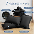 Sasttie California King Comforter Set Black, 7 Pieces Cal King Bed in a Bag - Image 6