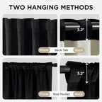 Joydeco Black 100% Blackout Curtains 120 Inch 2 Panels, Luxury Thermal - Image 3