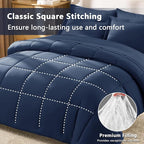 CozyLux Oversized Queen Comforter Sets Navy Blue, 7 Pieces Bed in a Bag - Image 6