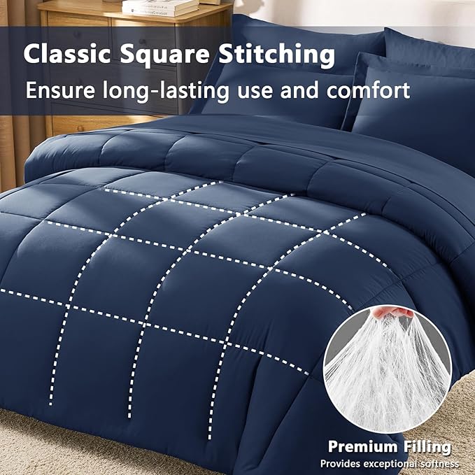 CozyLux Full Size Comforter Sets Navy Blue - Image 6