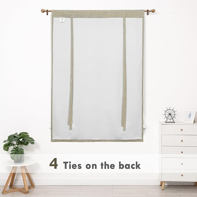 DriftAway Double Layer Linen Blackout Tie Up Curtains Thermal Insulated Fully - Image 6