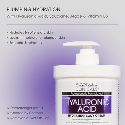 Advanced Clinicals Hyaluronic Acid Moisturizer Body Cream + Hyaluronic Acid - Image 2