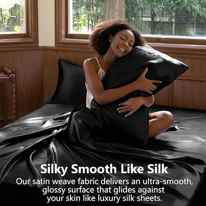CozyLux Satin Sheets Cal King Sheet Set - Image 3