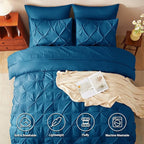 CozyLux Full Size Comforter Sets Teal, 7 Pieces Pintuck Bed in A Bag Teal - Image 2