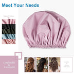 Shower Cap for Women, Double Layer Waterproof Bath Cap, Reusable Hair Protector - Image 7