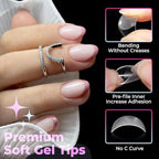 UNA GELLA Extra Short Oval Nail Tips, Pre-Etched Round Clear Fake Nails 216pcs - Image 4