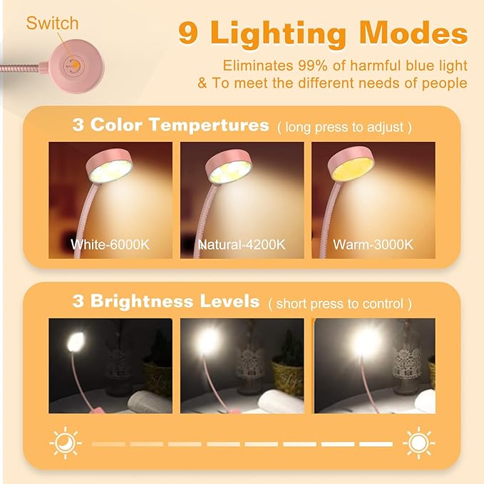 2 Packs Rechargeable Book Reading Light - Image 3