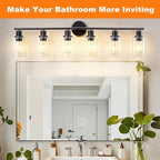 DLLT 6-Light Bathroom Light Fixtures: Black Modern Vanity Lights - Image 2