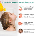 Kids Swimming Ear Plugs, 3 Pairs Waterproof Reusable Silicone Child Swim - Image 2