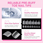 UNA GELLA Square Toe Nail Tips 216Pcs 15Sizes Full Cover Long Wider Toe Nail - Image 4
