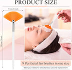 9 Pieces Facial Fan Mask Brushes, Soft Facial Applicator Brushes Tools - Image 2