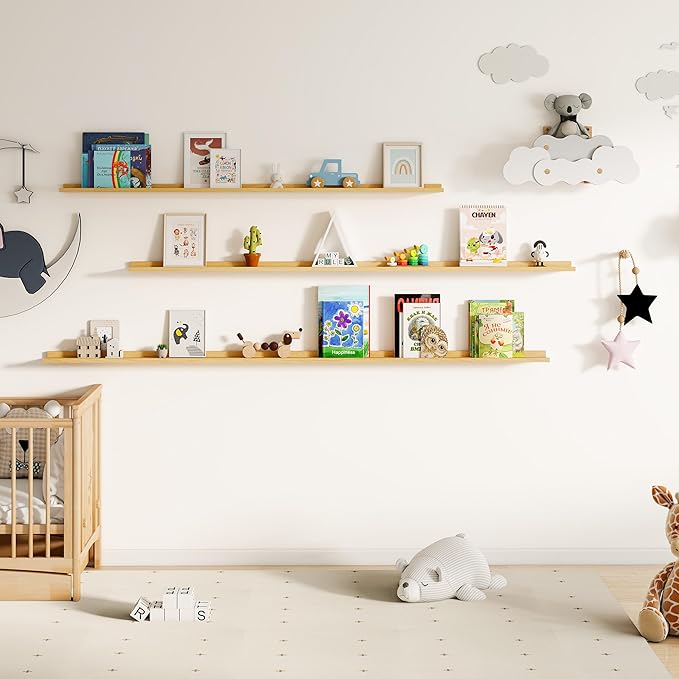 Floating Picture Ledge Shelves for Wall Set of 2, 84 Inches Picture Ledge Shelf - Image 7