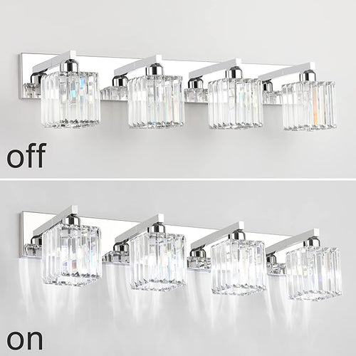 Aipsun Bathroom Light Fixtures Crystal Modern Vanity Lighting Fixtures 4 Light - Image 2