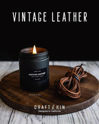 Craft & Kin Premium Vintage Leather Candle | Black Scented Candles - Image 2