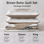 Dintszyayue Brown Boho Quilt Set King, 3 Pieces Aztec Texture Quilt - Image 7