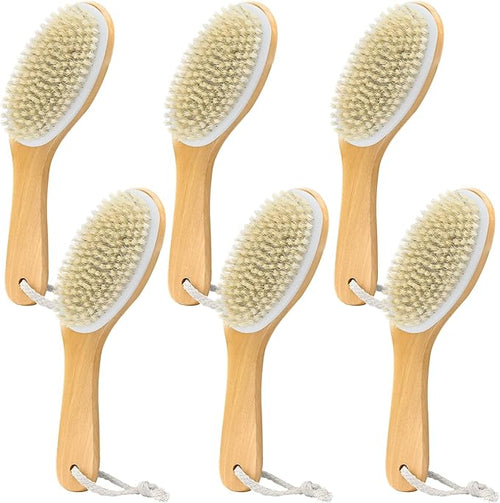 6 Pack Dry Brushing Body Brush, Soft Natural Bristle Exfoliating Dry Brush by GIWOSK