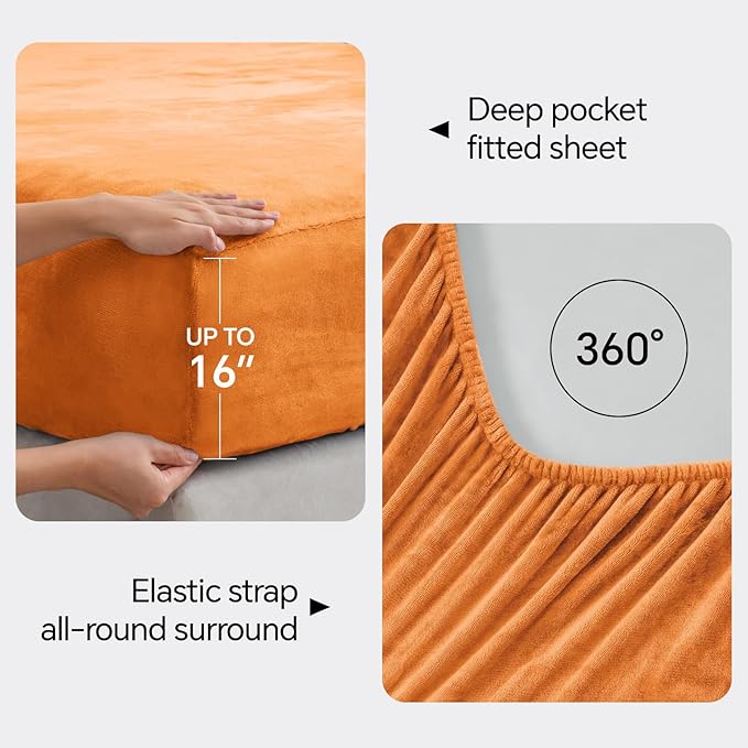 BEDELITE Flannel Sheets Full Size Burnt Orange - Image 4