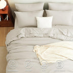 CozyLux Oversized Queen Comforter Set Beige, 7 Pieces Bed in a Bag Comforter Set - Image 2