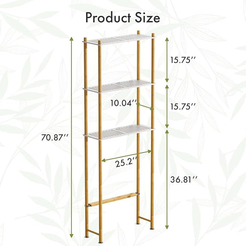 AmazerBath Over The Toilet Storage Bamboo, Bathroom Storage Organizer Shelf - Image 2