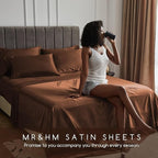 MR&HM Satin Bed Sheets, Twin XL Size Sheets Set - Image 7