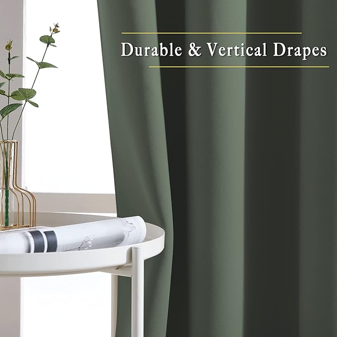 NICETOWN Dark Mallard Room Darkening 102 inch Curtains, Grommet Thermal - Image 5