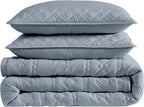 WDCOZY Boho Blue Grey Quilt King Size Bedding Sets - Image 7