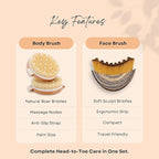 2 in 1 Dry Brushing Body & Face Contour Brush Set – Natural Boar Bristle Body - Image 2