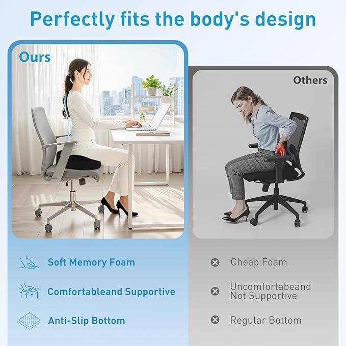 BlissTrends Seat Cushion with Velvet Cover, Thick Memory Foam Cushions - Image 7