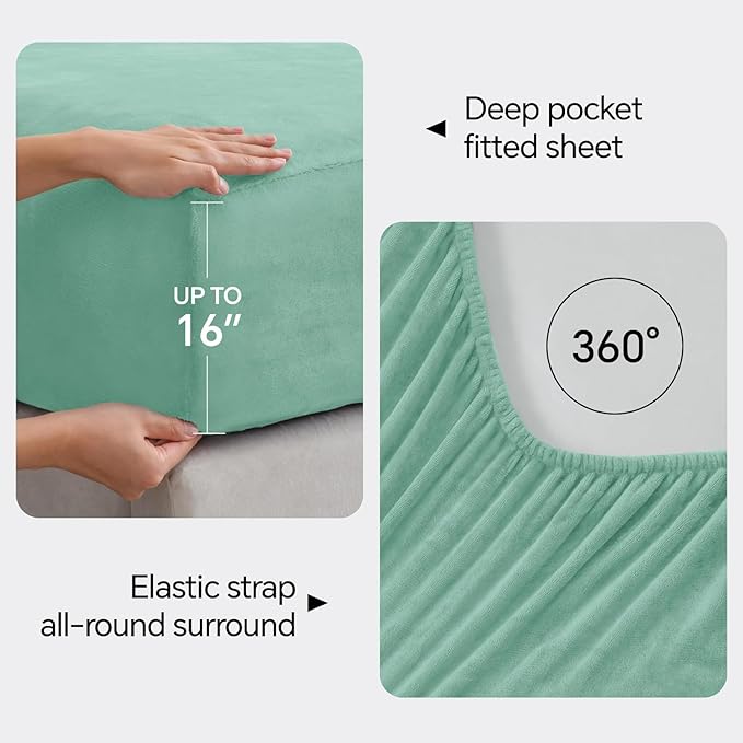 BEDELITE Flannel Sheets King Size Haze Blue - Image 4