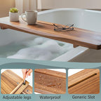 Acacia 1.2" T Wood Bathtub Tray Caddy - Image 7