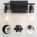 Bathroom Vanity Light Fixtures, 2-Light Matte Black Bathroom Lights, Wall - Image 3