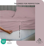 Linen Home 100% Cotton Percale Weave Fitted Sheet, Twin Size, Mauve Lavender - Image 3