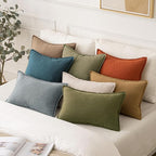 MIULEE Decorative Linen Lumbar Pillow Covers 12x20 Inch Natural Beige Boho - Image 5