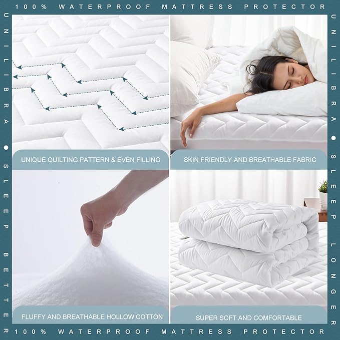 Full Size Waterproof Mattress Protector Quilted, Breathable Ultra-Soft Filling - Image 4