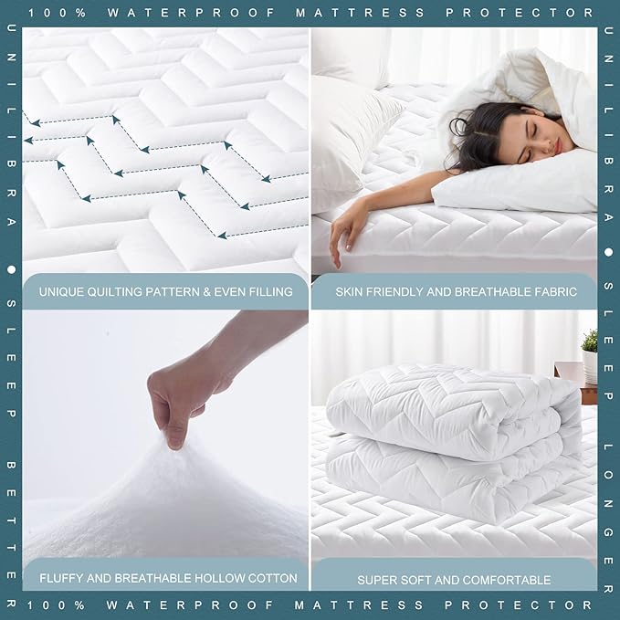 Queen Size Waterproof Mattress Protector Quilted, Breathable Ultra-Soft Filling - Image 4