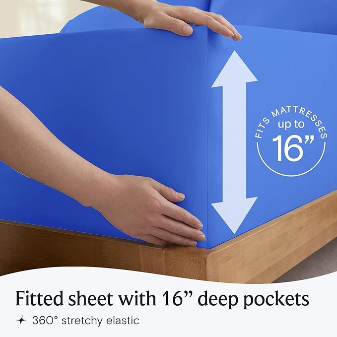 LuxClub 3 PC Twin XL Sheet Set, Deep Pockets Wrinkle Free Cooling Bed Sheets - Image 6