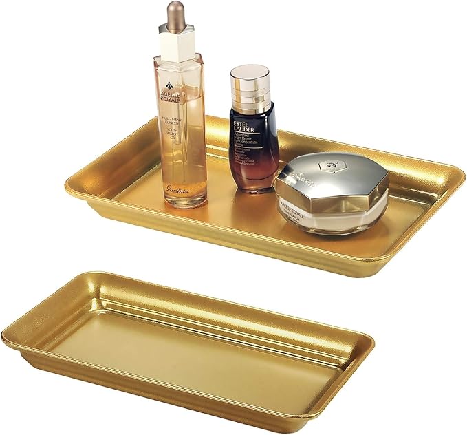 Vintage Farmhouse Decor Metal Vanity Tray, Countertop Guest Hand Towel Storage - Image 2