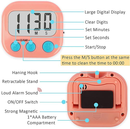 12 Pack Digital Kitchen Timers for Cooking Magnetic Timer for Cooking Loud - Image 2