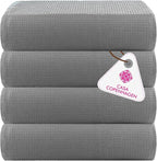CASA COPENHAGEN Wafffle 4Pcs 100% Egyptian Cotton Large Designer Towels Gift by CASACOPENHAGEN