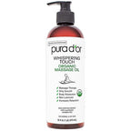 PURA D'OR 16 Oz Organic Massage Therapy Oil USDA Certified Body Moisturizer & by PURADOR
