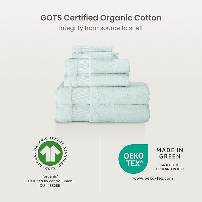BIOWEAVES 100% Organic Cotton 700 GSM Plush 6-Piece Towel Set GOTS Certified - Image 8