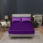 Homiest Purple Satin Fitted Twin XL Size Bed Sheet, Deep Pocket, Luxury & Ultra - Image 2