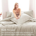 CozyLux Twin XL Comforter Set Beige, 5 Pieces Bed in a Bag Twin Extra Long - Image 3