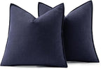MIULEE Decorative Linen Pillow Covers 20x20 Inch Navy ​Boho Farmhouse​ ​Neutral - Image 6