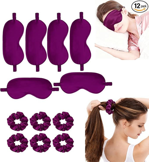 12Pcs Silk Sleep Masks Satin Eye Mask Silky Eyes Cover Blindfold Eyeshade Hair by WJingYiJia