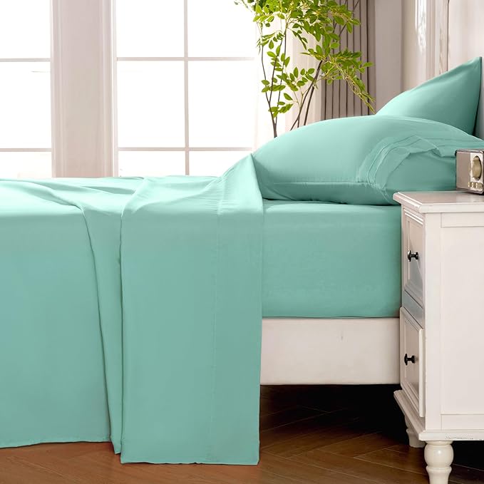 ROSE&RISY Light Green Twin Sheet Set, 3 Pieces Soft Bedding Sheet Set, - Image 3