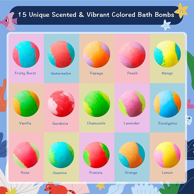 Jungle Adventure Bath Bombs for Kids – 15 Scented Fizzy Bath Bombs - Image 4